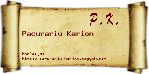 Pacurariu Karion névjegykártya
